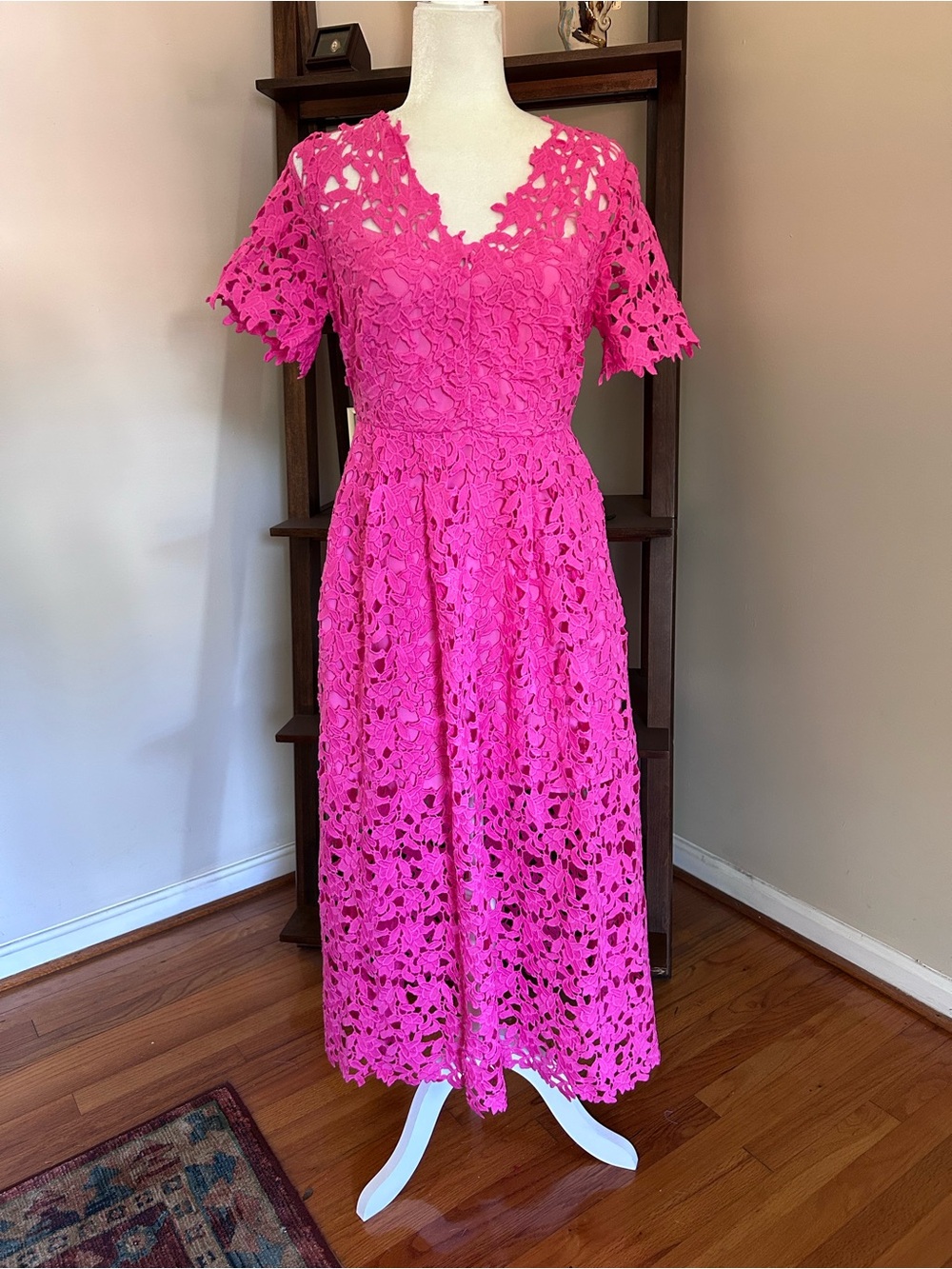 Endless Rose Bright Pink Lace Midi Dress - Picture 2 of 5